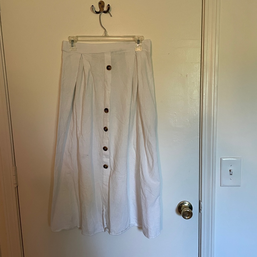 White Linen Maxi Skirt